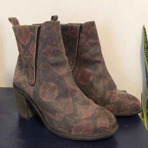 Free People brown leather heeled booties